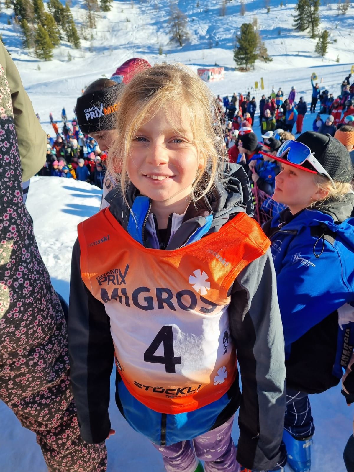 Briar wearing a Swiss race bib