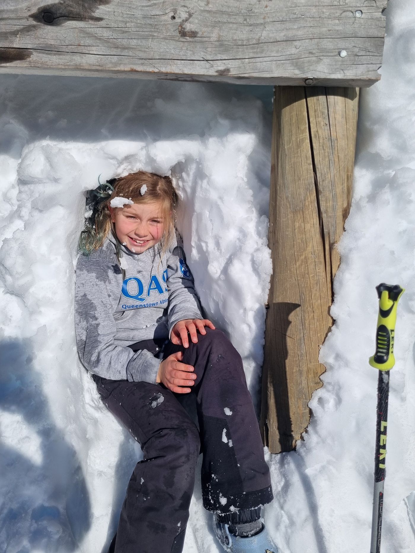 Briar playing in a snow cave